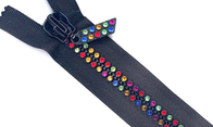 Il diamante di plastica di Bandbag 5# Zippers la serratura automatica con i denti del cristallo di rocca di colore