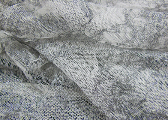 Tessuto metallico d'argento di nylon del pizzo del filato per indumenti da letto CY-LW0632 antistatico