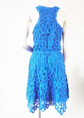 Il blu reale dell'abbigliamento di modo delle signore ha ricamato il vestito dal cotone per le donne con progettazione della parte posteriore del corridore