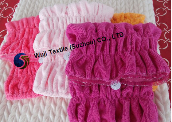 turbante di secchezza dei capelli del ricamo e di stampa su misura 37*16cm con pizzo