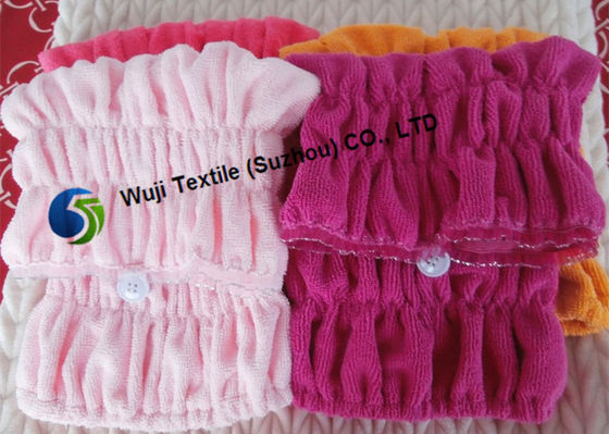 turbante di secchezza dei capelli del ricamo e di stampa su misura 37*16cm con pizzo
