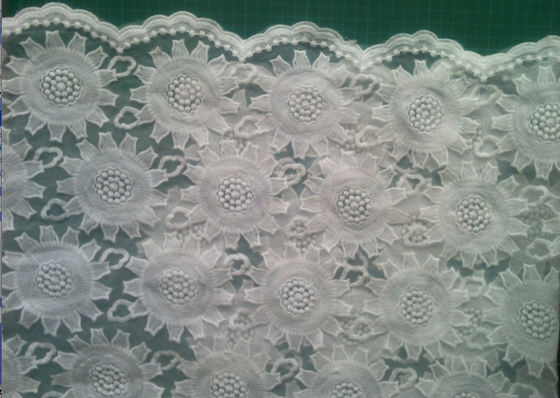 cotone del tessuto del pizzo ricamato organza di 80cm per i vestiti da sposa