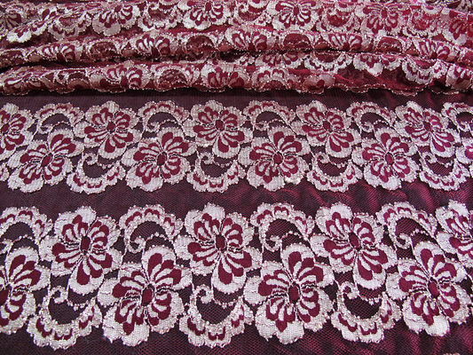 Tintura ecologica del tessuto elastico floreale ondulato del pizzo per il vestito da sera CY-DK0037