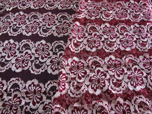 Tintura ecologica del tessuto elastico floreale ondulato del pizzo per il vestito da sera CY-DK0037