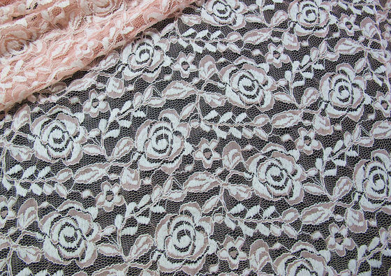 Tessuto elastico del pizzo del poliestere dell'elastam del cotone con il pizzo del fiore tricottato maglia