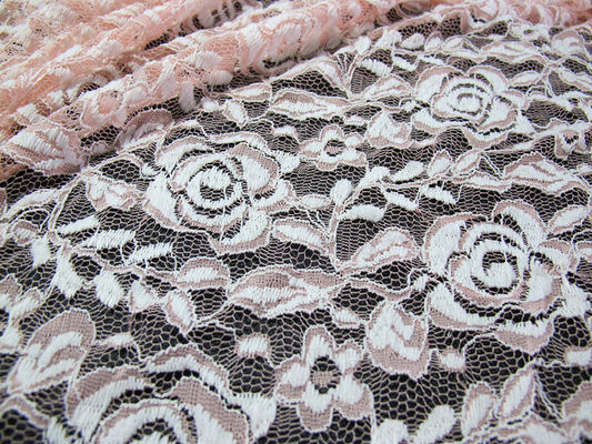 Tessuto elastico del pizzo del poliestere dell'elastam del cotone con il pizzo del fiore tricottato maglia