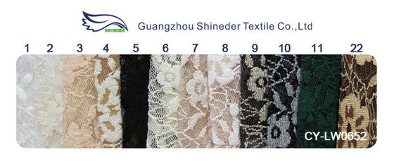 Azo Stretchable spazzolato floreale del pizzo dell'avorio elastico del tessuto che tinge liberamente CY-LW0652