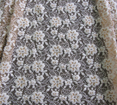 Azo Stretchable spazzolato floreale del pizzo dell'avorio elastico del tessuto che tinge liberamente CY-LW0652