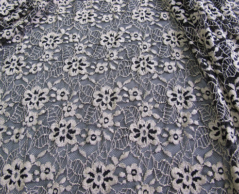 Azo Stretchable spazzolato floreale del pizzo dell'avorio elastico del tessuto che tinge liberamente CY-LW0652