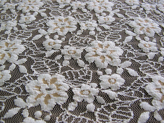 Azo Stretchable spazzolato floreale del pizzo dell'avorio elastico del tessuto che tinge liberamente CY-LW0652