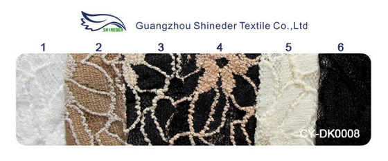 Nero/bianco ha tricottato il tessuto elastico del pizzo per signora Garment Sunflower Pattern CY-DK0008