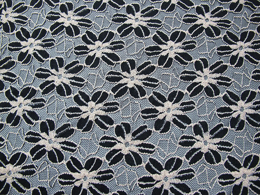 Nero/bianco ha tricottato il tessuto elastico del pizzo per signora Garment Sunflower Pattern CY-DK0008