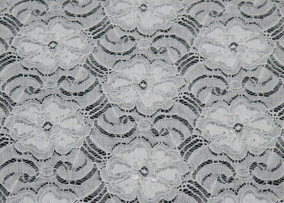 Tessuto di nylon bello CY-LW0783Y elegante dell'elastam del pizzo elastico bianco