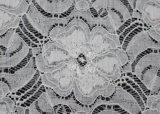 Tessuto di nylon bello CY-LW0783Y elegante dell'elastam del pizzo elastico bianco