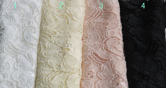 Tessuto di nylon bello CY-LW0783Y elegante dell'elastam del pizzo elastico bianco