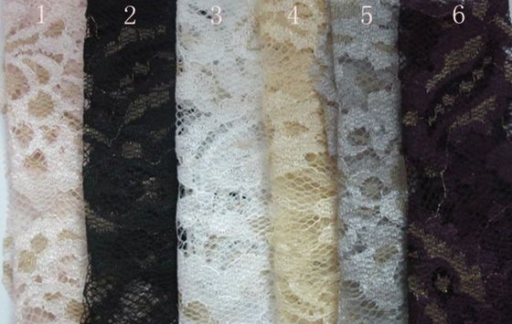 Tessuto metallico colorato del pizzo del fiore di allungamento, tessuto smerlato del pizzo del bordo
