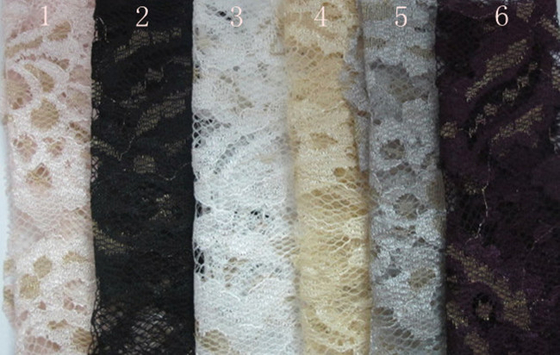 Tessuto metallico elastico del pizzo della biancheria intima/tessuto legato con corde del pizzo del jacquard
