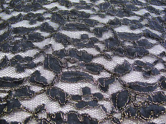 Tessuto metallico del pizzo all'uncinetto dell'oro di nylon del cotone del blu reale dall'iarda