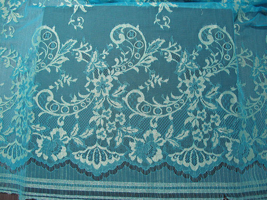 Blu metallico d'annata del tessuto del pizzo, tessuto floreale di nylon SYD-0002 del pizzo di Tulle