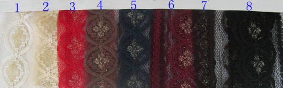 Rosso metallico ecologico del tessuto del pizzo, materiale elastico CY-LW0208 del pizzo