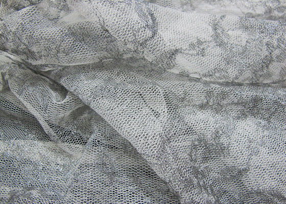 Tessuto metallico d'argento di nylon del pizzo del filato per indumenti da letto CY-LW0632 antistatico
