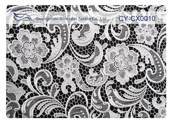 Tessuto ricamato ecologico del pizzo, tessuto di cotone di nylon del pizzo CY-CX0010