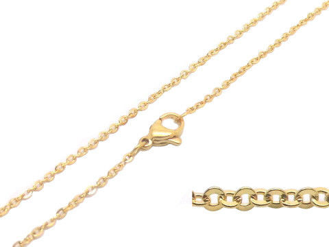 L'acciaio inossidabile placcato oro di modo incatena il collegamento ovale piano dell'anello della collana per le donne