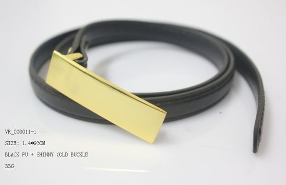 La cinghia nera del panno dell'unità di elaborazione per la cinghia di vita delle signore delle donne/1.4cm, shinny il fermaglio del nichel dell'oro
