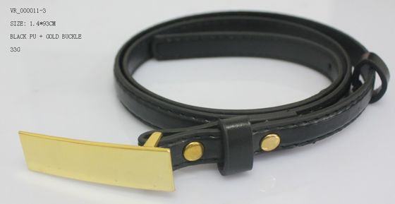 La cinghia nera del panno dell'unità di elaborazione per la cinghia di vita delle signore delle donne/1.4cm, shinny il fermaglio del nichel dell'oro