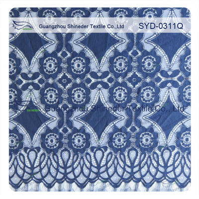 Tessuto di nylon del pizzo di allungamento del bello cotone geometrico blu profondo/tessuto tenda di pizzo