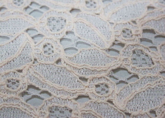 Tessuto di nylon del pizzo del cotone dell'avorio per i vestiti