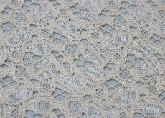 Tessuto di nylon del pizzo del cotone dell'avorio per i vestiti