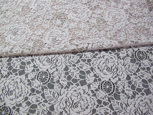 Bianco di nylon del tessuto del pizzo del fiore del cotone amichevole di Eco per il ODM dell'OEM della blusa
