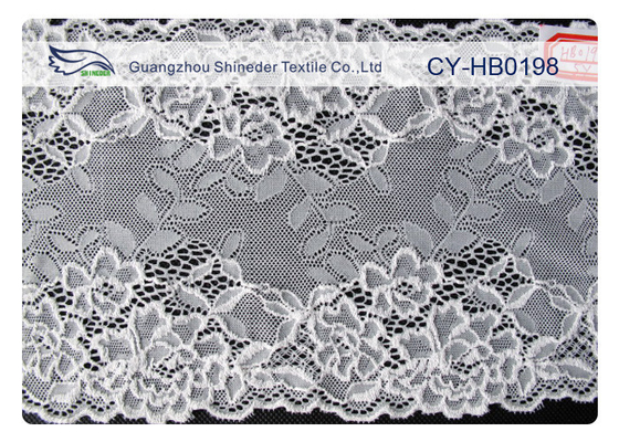 Disposizione di nylon del tessuto del pizzo del cotone elastico bianco per il vestito da sposa CY-HB0198