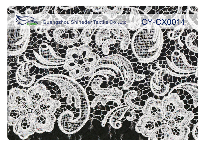 Il nylon su ordinazione ODM/dell'OEM ha ricamato il tessuto del pizzo per il vestito CY-CX0014